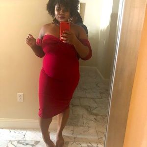 Boo hoo dark red dress